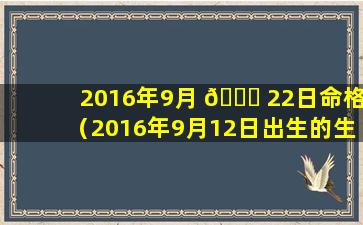2016年9月 🐘 22日命格（2016年9月12日出生的生辰八字）